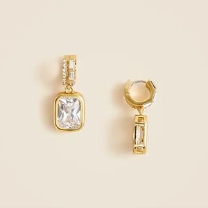 J Crew Bezel Set Crystal Drop Earrings NWT